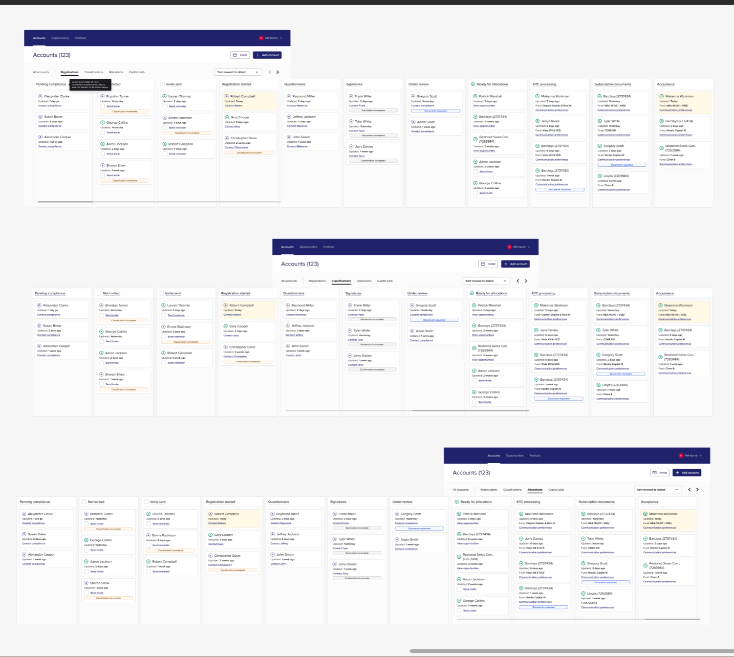 Onboarding KYC backoffice &ndash; Kanban tracker board view