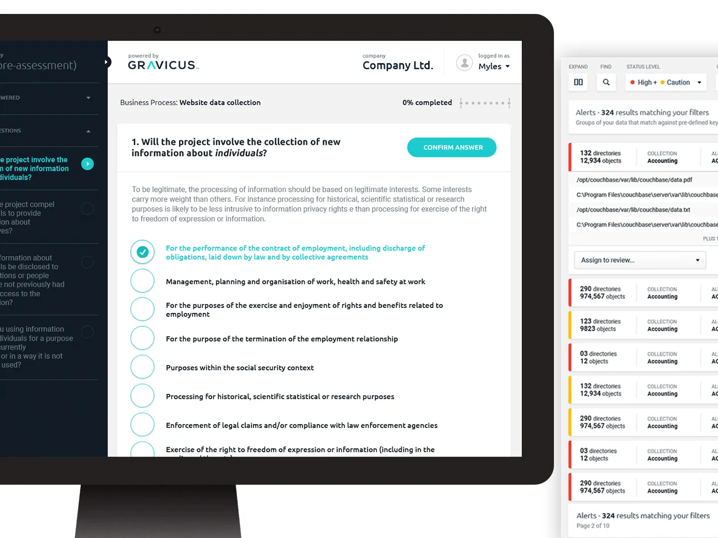 Data risk assessment platform &ndash; risk assessment dashboard