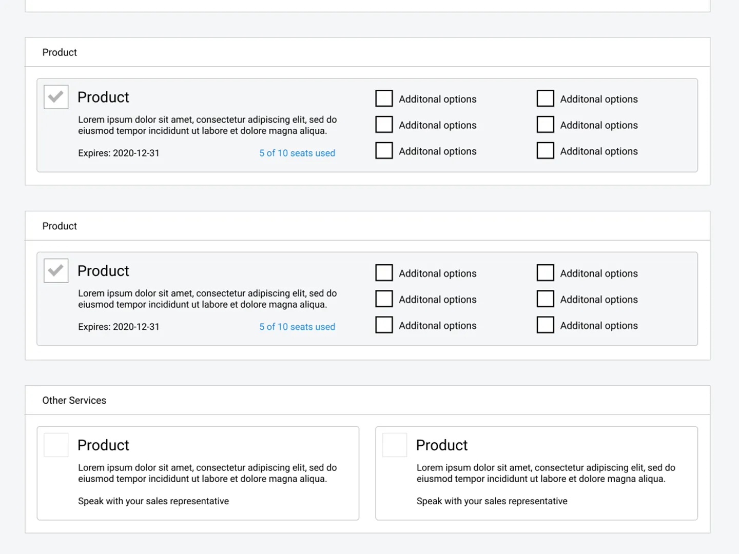 Software license management &ndash; wireframe detail