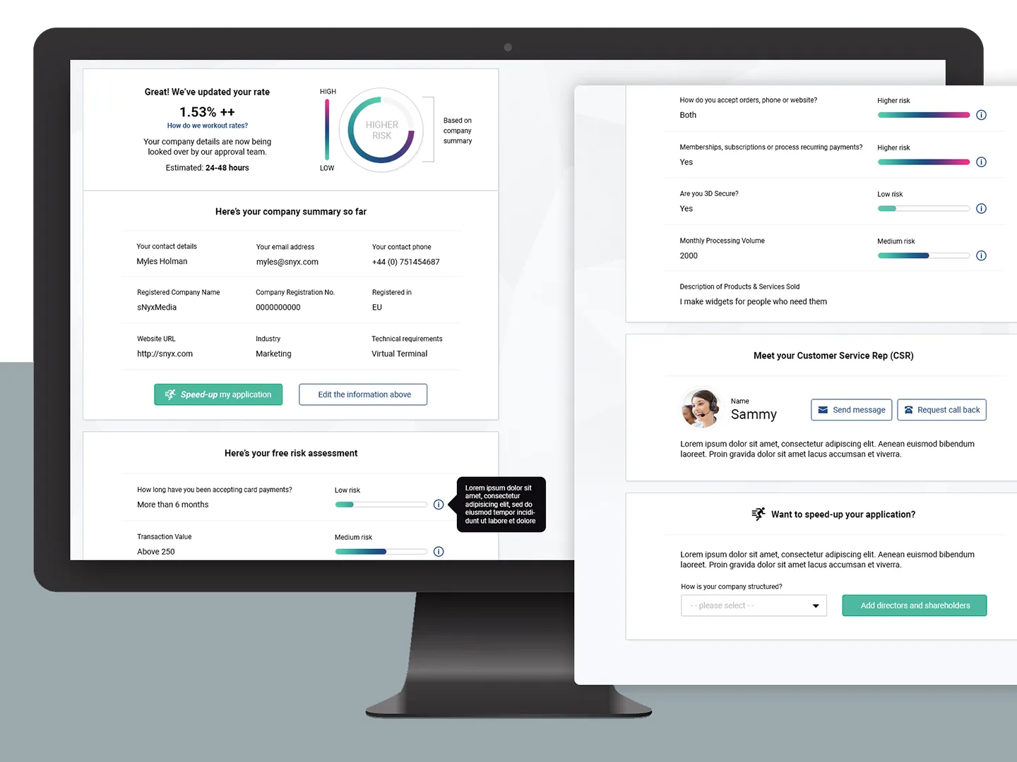 KYC/AML merchant processing &ndash; approval process screen