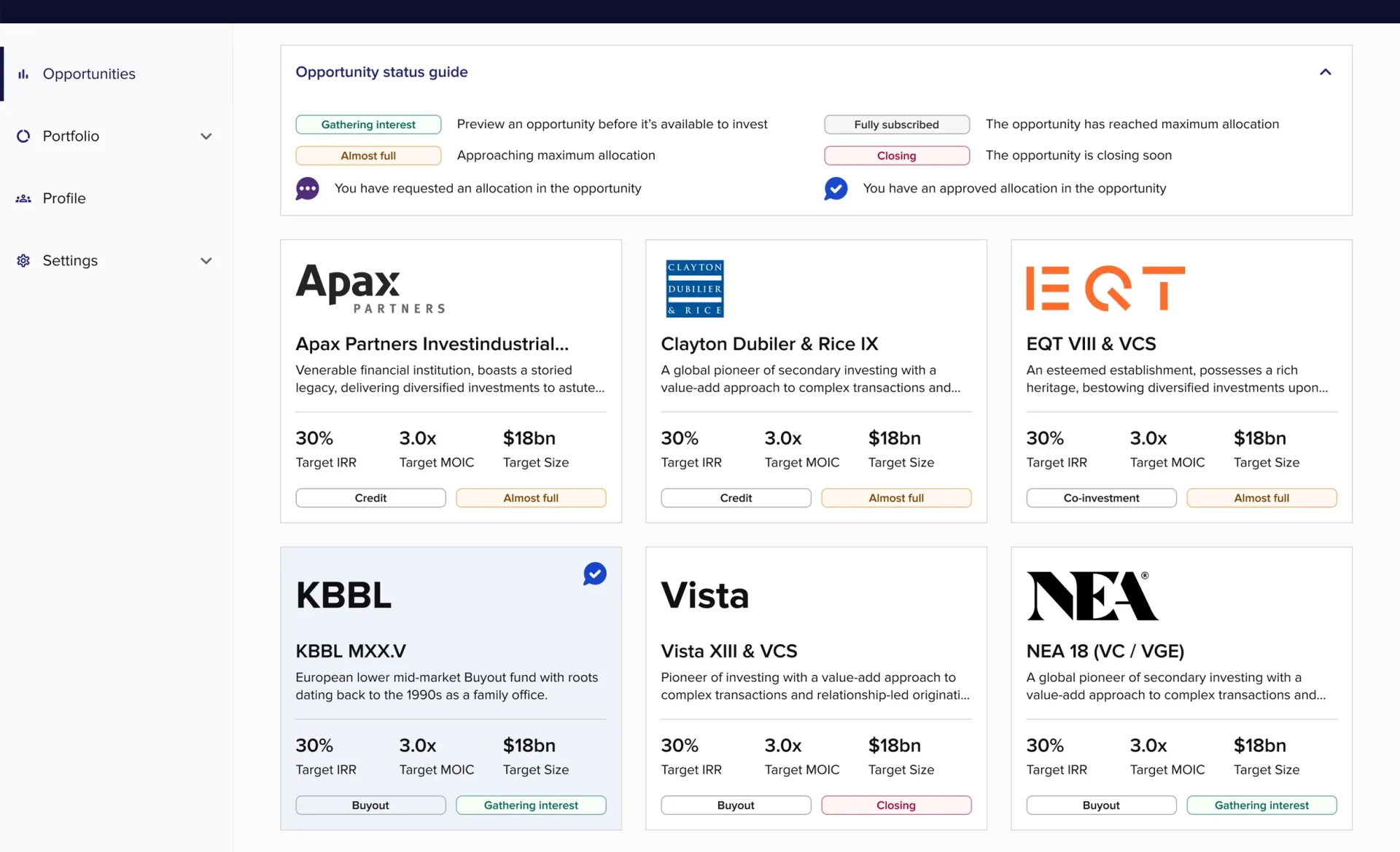 Fund portfolio construction tool &ndash; data visualization tiles