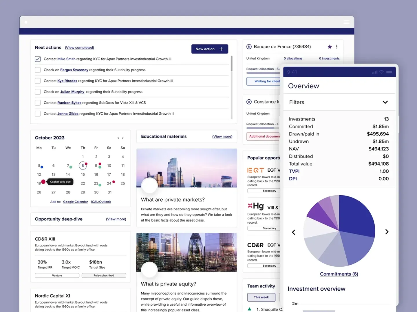 Private markets fund portal